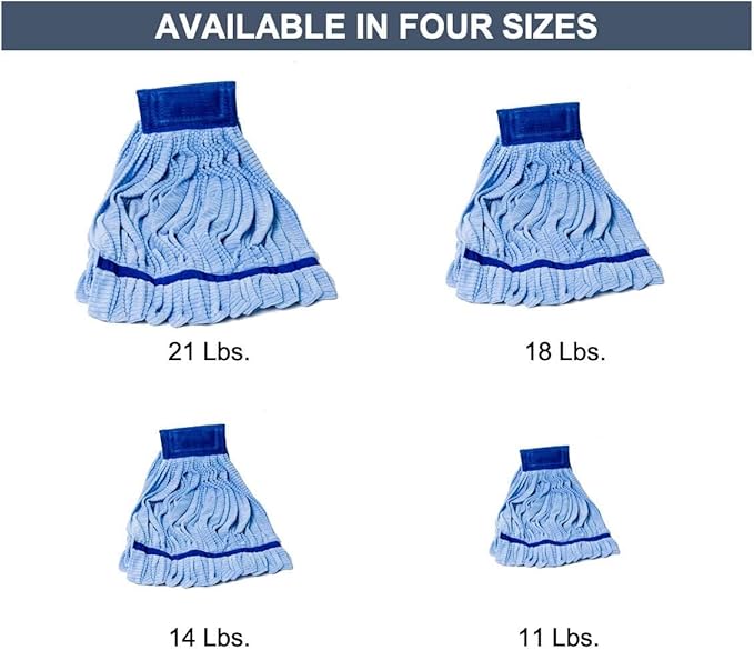 Arkwright Microfiber Tube Mop Head Replacement - Heavy Duty, Lint Free, Super Absorbent & Bleach-Safe, Janitorial Essential for Commercial & Industrial Floor Cleaning, 14 oz, Blue