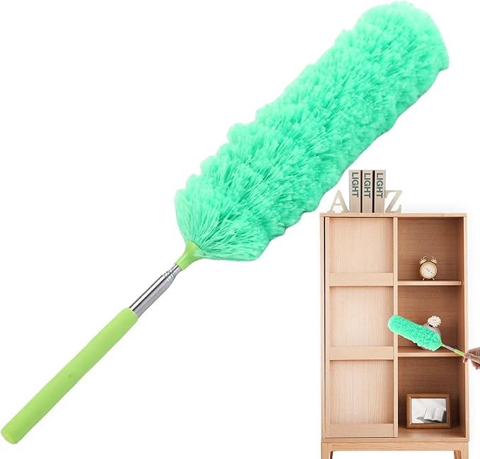 Fiber Dusting Brush, Multifunctional Extendable Dusting Wand, Washable Ceiling Duster, Cobweb Ceiling Duster with Extension, Cleaning Feather Dusters for Cleaning Ceiling Fan Furniture