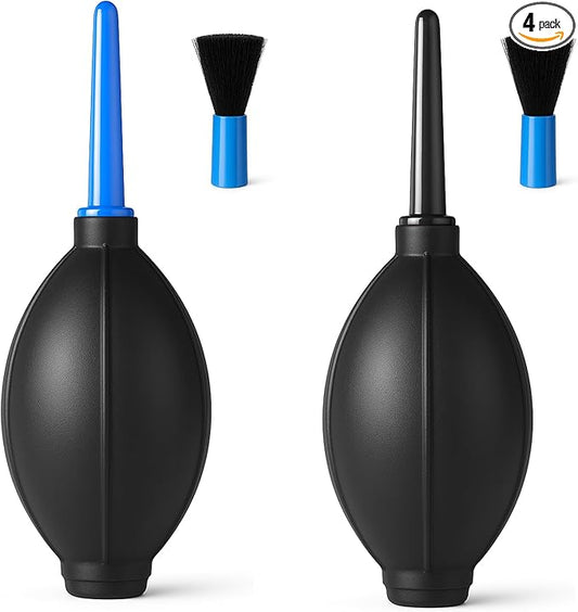 2 Pack Air Blower with Soft Brush, Versatile Manual Rubber Bulb Air Blower Blaster Pump Dust Cleaner Brush for Cameras, Microscopes, Telescopes, Musical Instruments, Keyboards, and Indoor Plants