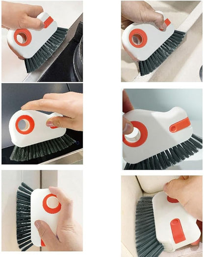 2 in 1 Groove Cleaning Brush Window Track Cleaning Tools, 2026 New Multifunction Hard Bristle Crevice Brush with Scraper for Shutter Door, Sliding Door, Window Sill, Window Seal (Gray)