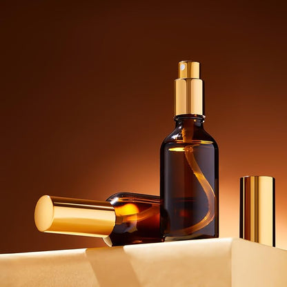 Tessco for you 20 Pcs Glass Spray Bottles Empty Perfume Atomizer Refillable Clear Decorative Empty Bottles with Fine Mist Sprayer Pump for Face Body Travel (Gold Brown,2 oz)