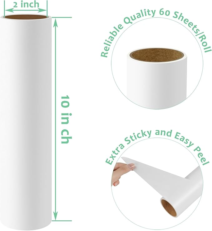 10 inch Mega Lint Roller Refills Compatible with Evercare Layers Leo Smart Design Well & Good 10 inch Pet Hair Roller Refills Extra Sticky 60 Sheets per Refill 3 Pack Total 180 Sheets
