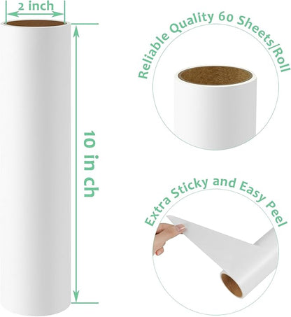 10-Pack 10 inch Lint Roller Refills for Evercare Layers Smart Design Large Mega Lint Rollers 10'' Wide Large Sticky Roller Replacement Refills 60 Sheets per Refill Total 600 Sheets