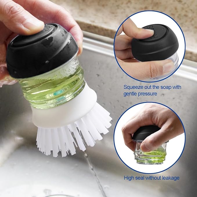 CELOX Soap Dispensing Dish Brush, Kitchen Brush for Pot Pan Sink Cleaning