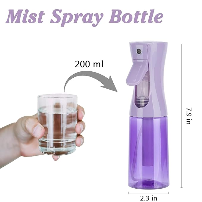 Hair Brush Set with Continuous Spray Bottle，Slick Back Hair Brush Back Brushing, Combing, Slicking Hair (Purple)