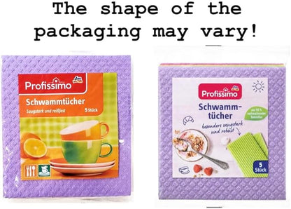 Sponge Cloths Imported from Germany - 5 Pack Reusable Cellulose Dishcloths - schwammtücher Absorbent Swedish Hand Towels for Kitchen, Counters & Washing Dishes - Eco Friendly Gift for Home