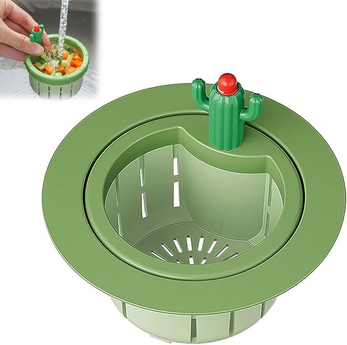 Cactus Kitchen Sink Drain Strainer, 2026 Upgrade Cactus Sink Strainer Basket, Fun Sink Accessory Innovations in Household Kitchen Supplies Bring Different Joy and Mood to The Kitchen (1pcs-Green)