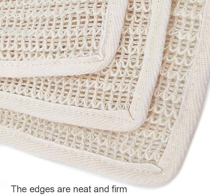 100% Natural Sisal Washcloth. Gentle Exfoliation for Smoother Skin. Durable & Reusable for Face & Body. 100% Biodegradable. Removes Dead Skin Cells and Dirt (3 Pcs)