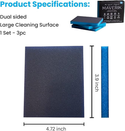 MAVERIK Heavy-Duty Scrubbing Pads, No Detergent Needed, Scouring Pads for Kitchen Cleansing, Bathroom Water Stains, Bathroom, Griddle, Grill & Household Cleaning Pads (3 Sets, 9 Pads)