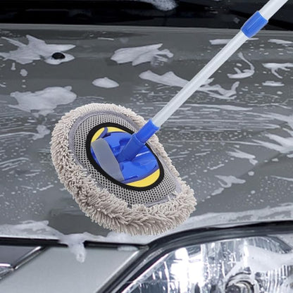 2pcs Car Wash Brush Mop Kit with Soft Scratch-Free Chenille Replacement Heads, Long Handle Extendable Car Cleaning Brushes for Exterior Care and Garage Use