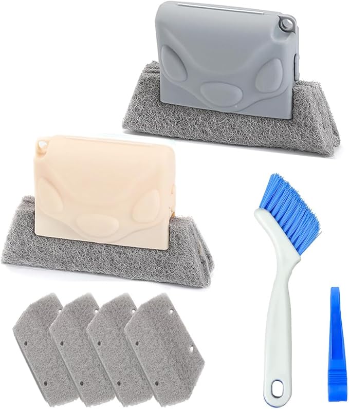 Window Groove Cleaning Brush, Hand-held Magic Window Track Cleaner Tools Set, Groove Gap Cleaning Brush Window or Sliding Door Track Cleaner for Sliding Door, Sill, Tile Lines, Shutter (#3)