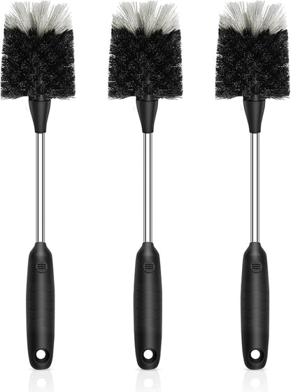 SetSail Bottle Brush of 3 Pack, 14-in Long Stainless Steel Handle Water Bottle Cleaner Brush Non-Slip Grip Bottle Brushes for Cleaning Water Bottles Sport Bottles Coffee Mugs Glasswares Cups, Black