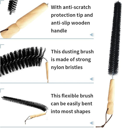 2Pcs Radiator Cleaner Brush, Radiator Duster Brush Cleaning Brush, Dryer Lint Brush Vent Cleaner, 16 inch Long Flexible Refrigerator Coil Soft Bristile Brush, Washer Dryer Organizer