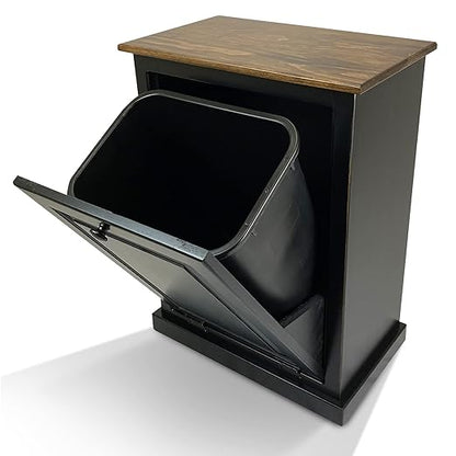 Peaceful Classics Tilt Out Trash Cabinet Without Drawer - Wooden Pull-Out Cabinet, Decorative Trash Bin Cabinet for Kitchen, Bedroom, & Home Patio, 36-Quart Capacity, Black