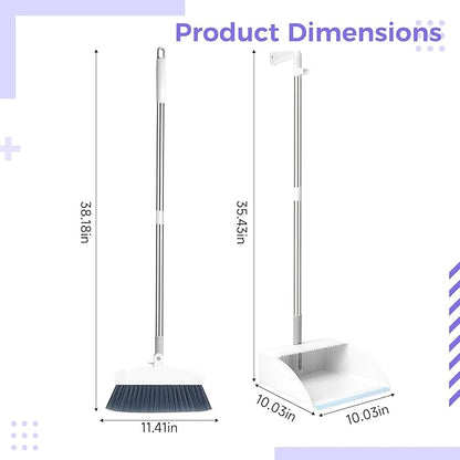 Broom and Dustpan Set, Long Handle, Standing, Foldable, for Home Use