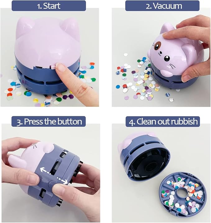 allydrew Mini Portable USB Desktop Vacuum, Lilac Kitty