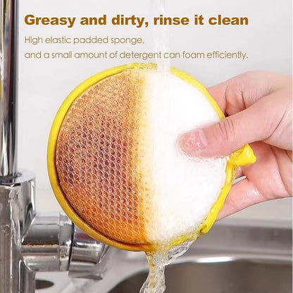 Double-Sided Non-Scratch Dish Sponge Scrubber - Reusable Round Scouring Pads for Dishes, Pots & Pans, Kitchen Sink Cleaning Tool (5)
