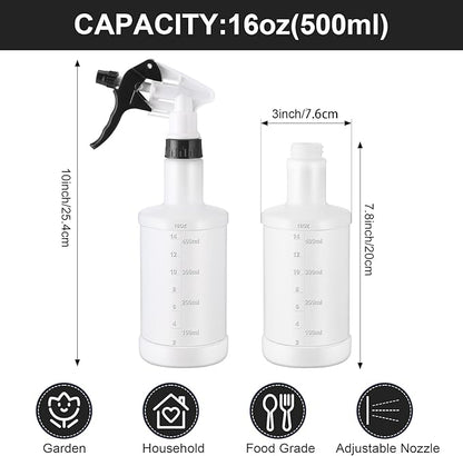 Eccliy 12 Pcs 16 Oz Plastic Spray Bottle, Adjustable Empty Reusable Sprayer for Cleaning, Planting, Water, Bathroom and Kitchen, BBQ, Commercial and Residential (Measurement,Black)