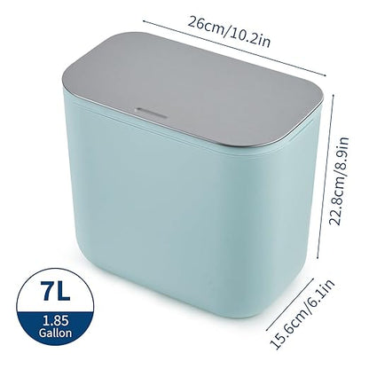1.8 Gallon Kitchen Compost Bin for Counter Top or Under Sink, Hanging Small Trash Can with Lid for Cupboard/Bathroom/Bedroom/Office/Camping, Mountable Indoor Compost Bucket - Green