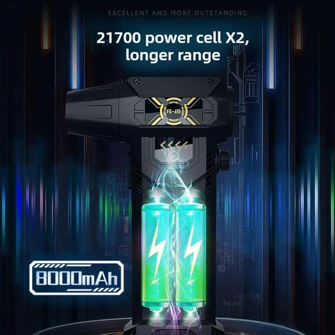 Ac-27 Air Duster, 2025 Upgraded Ac-27 Turbo Fan with Led Light,130000rpm Electric Air Duster,Rechargeable Cordless High-Speed Ac-27 Duster,120w High Power Air Duster for Computer Outdoor