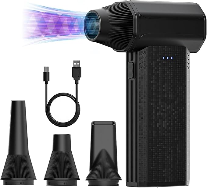 Compressed Air Duster-110000RPM Super Power Electric Air Duster, 3-Gear Adjustable Mini Blower with Fast Charging, Dust Blower for Manchine, Keyboard, House, Outdoor and Car