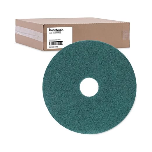 Boardwalk BWK4016GRE Standard Heavy-Duty Scrubbing Floor Pads, 16" Diameter, Green (Case of 5)