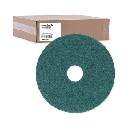Boardwalk BWK4016GRE Standard Heavy-Duty Scrubbing Floor Pads, 16" Diameter, Green (Case of 5)