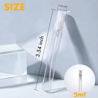Chiallco Mini Perfume Sample Bottles, 10 Pack 5 ml Plastic Small Perfume Spray Bottle, Fine Mist, Portable Perfume Travel Refillable Bottle, Upgraded atomizer sprayer for perfume, Clear