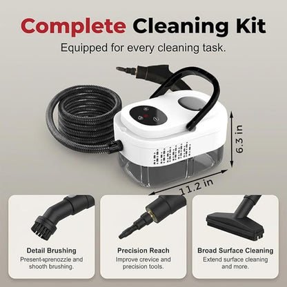 2026 New Portable Handheld Steam Cleaner for Home, 2500W Handheld High-temperature Pressurized Steam Cleaner, 15s Fast Heat-Up 1.6L Tank, Steam Cleaner for Car, Floor, Grout, Kitchen (Black)