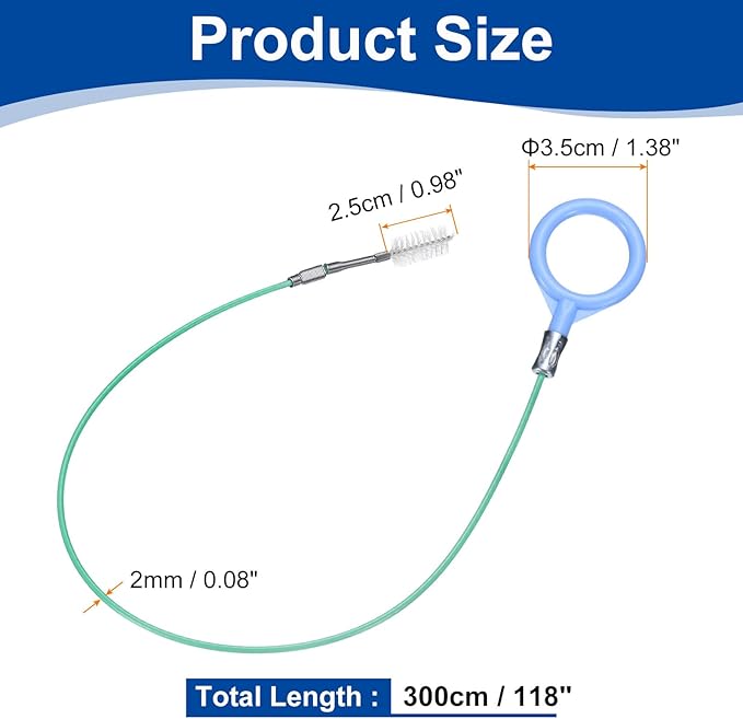 HARFINGTON 2pcs Flexible Drain Clog Remover Tool 0.08" Dia. 118" Sink Sewer Hair Drain Cleaner Tool Sink Unclogger for Kitchen Toilet Bathtub Sewer