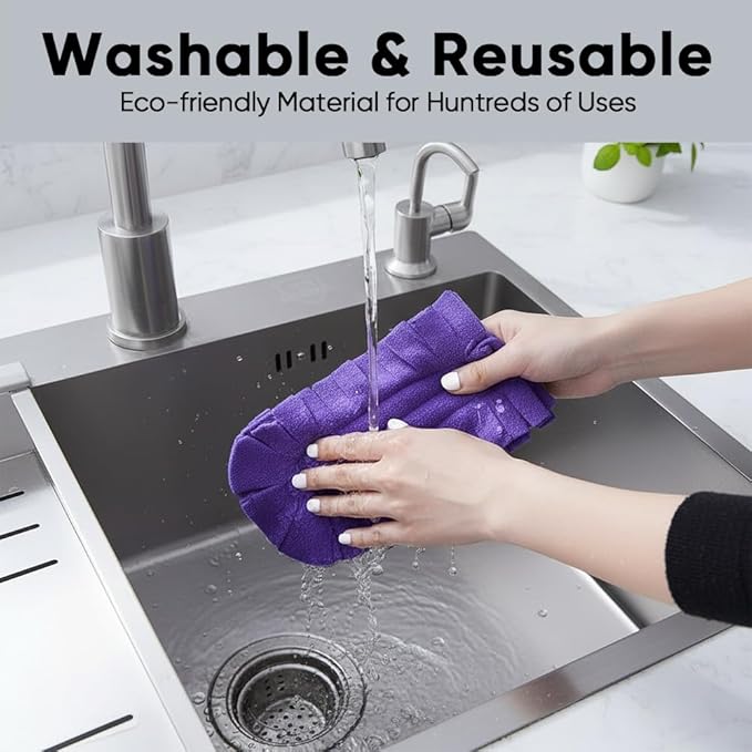 Reusable Duster Refills Compatible with Swiffer, 5 Pack Washable Duster Pads with Handle Included, 360° Cleaning Fleece Refills for Fan, Blinds, Furniture, Home Cleaning (1)