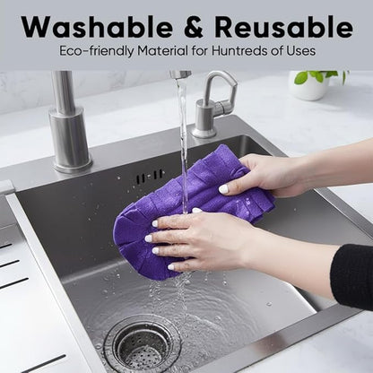 Reusable Duster Refills Compatible with Swiffer, 5 Pack Washable Duster Pads with Handle Included, 360° Cleaning Fleece Refills for Fan, Blinds, Furniture, Home Cleaning (1)