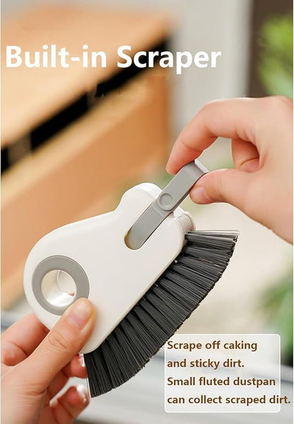 2 in 1 Groove Cleaning Brush Window Track Cleaning Tools,Multifunction Hard Bristle Crevice Cleaning Brush with Hidden Scraper, Grout Cleaner Grip Brush for Sliding Door Track(White,1PCS)