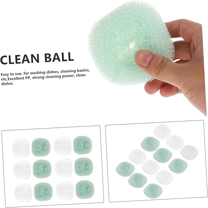 12pcs Multi-Functional Scouring Cleaning Balls for Kitchen and Cookware Scrubbers for Pots and Dishes Random Colors Household Cleaning Supplies