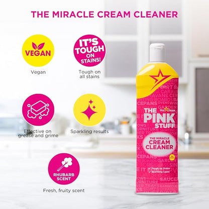 Stardrops The Pink Stuff Miracle Cream Cleaner, Stainless Steel & Multi-Purpose Surfaces, Removes Grease, Grime, Limescale & Soap Scum, Tough on Stains, Gentle on Surfaces, 500ml 16.9oz (Pack of 2)