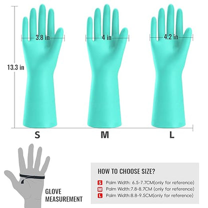 KAQ Rubber Cleaning Gloves for Dishwashing: 4 Pairs Colorful Reusable Kitchen Gloves for Household Washing Dishes - Non-Slip and Flexible for Women - Small