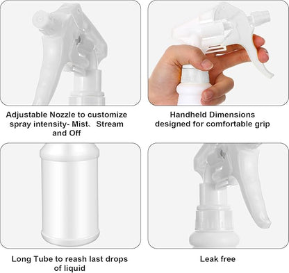 Eccliy 12 Pcs 16 Oz Plastic Spray Bottle, Adjustable Empty Reusable Sprayer for Cleaning, Planting, Water, Bathroom and Kitchen, BBQ, Commercial and Residential (Original,Black,White)