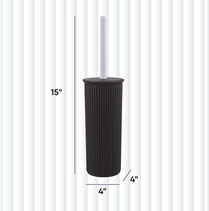 Superio Decorative Plastic Toilet Bowl Brush and Holder Set, Cleaner Scrubber for Bathroom (2, Brown)