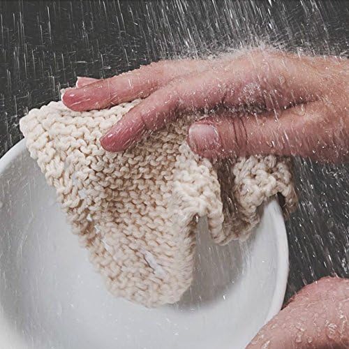 Hand knit Organic Cotton & Jute Scrub Cloths in Vintage Dish Cloth Pattern- 2 pack