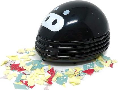 allydrew Cute Portable Mini Vacuum Cleaner for Home and Office, Black Piggy
