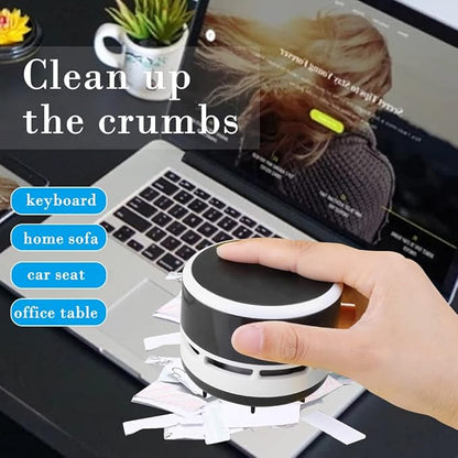 2Pcs Mini Crumb Vacuum Cleaner Portable Desktop Sweeper Handheld Cordless Multifunction Cleaning(Black+Blue)