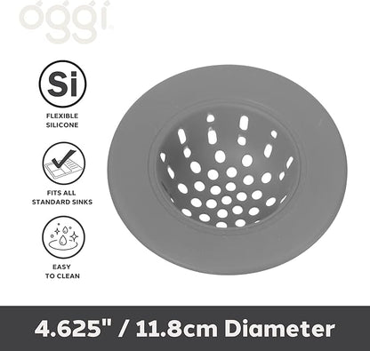 OGGI Silicone Sink Strainer- Great Kitchen Sink Strainer, Sink Drain Strainer, Drain Stopper, Sink Plug, 4.6˝ Diameter Rim, Gray (Pack of 2)