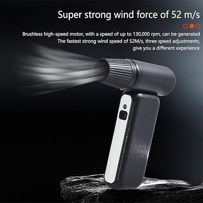 Electric Air Duster 110000RPM Super Power Air Duster, 3-Gear Adjustable Mini Blower with Fast Charging, Dust Blower for Computer, Keyboard, House, Outdoor and Car FS-01-Black