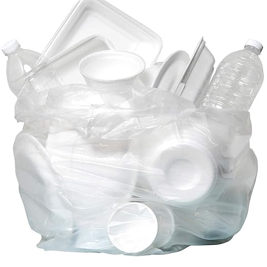 Aluf Plastics SCR-404816C 45 Gallon Clear Trash Bags (250 Count) - 39' x 46' - 16 Micron Equivalent High Density Value Garbage Bags Can Liners for Bathroom, Office, Industrial, Commercial, Recycling