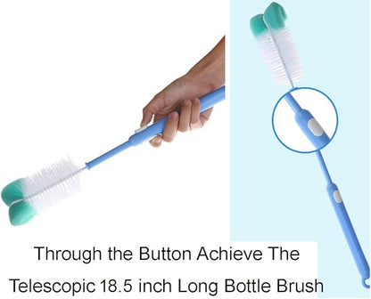 2 Pack Long Bottle Cleaning Brush for Long and Narrow Neck Beer, Wine, Kombucha, Bottles,Nalgene, Pitcher, Carafe, Glass Jars, Brewing Bottle Cleaner,Easy to Clean Corner, 15 to18.5 inch