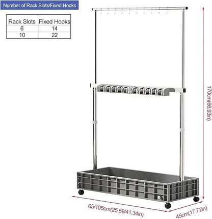 SARKEY Mobile Broom Mop Holder,Rolling Janitor Cart With Wheels,Freestanding Storage Cart,Keep Your Cleaning Tools Organized,For Garage,Garden,Schools,Hotels(105x45x170cm(41x18x67in))