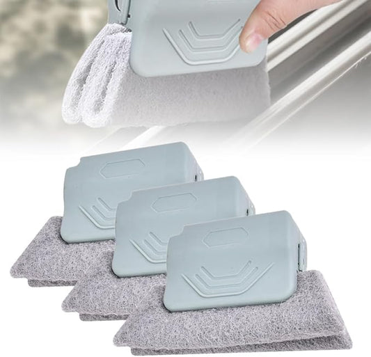 3 Pcs Magic Window Track Cleaner, Window Groove Cleaning Brush Tools Set, Sliding Door Tracks, Tile Grout Lines, Multipurpose Cleaning Brush for Window Grooves Shutter Slats, Car AC Vents (Grey)