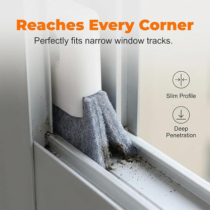 Magic Window Track Cleaner, Window Groove Cleaning Brush Tools, Handheld Cleaner Brushes Tools for Window Slides Grooves, Tile Grout Lines, Shutter Slats, Car Vents & Narrow Gaps (2, White)
