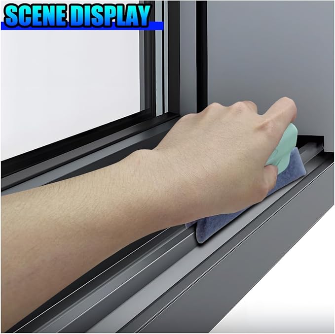 2PCS Magic Window Track Cleaner, Window Groove Cleaning Brush Tools Set, Hand-held Window Track Cleaner, Vehicle Clean Accessory for Sliding Door, Sill, Tile Lines, Shutter, Car Vents (GN&GY)