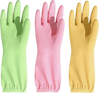 Dishwashing gloves Medium rubber dish gloves for women cleaning 3 Pairs pvc Kitchen Cleaning Glove Reusable